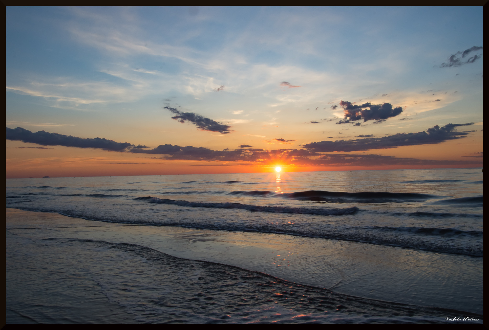 lever de soleil sur la plage de la Mateille à Gruissan